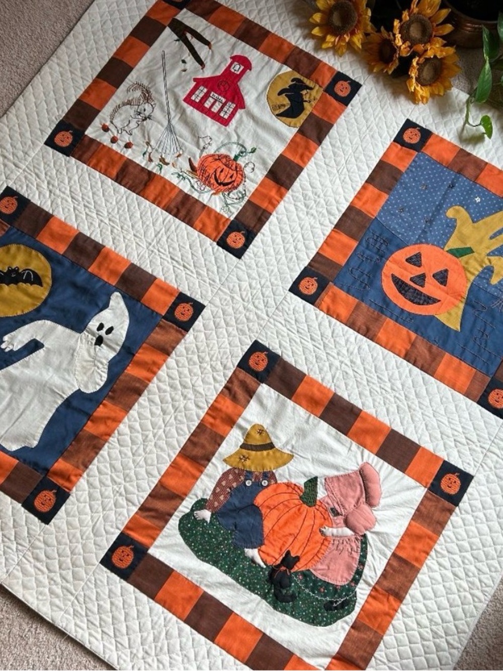 Halloween Applique, Embroidery, and Patchwork Lap Quilt